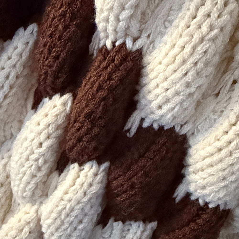 Chunky Knit Brown and Cream Sweater - loose fit soft - Picture 4 of 5